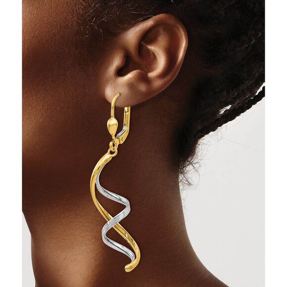 Spiral Lever Back Earrings in 14k Two-tone Gold - Picture 3 of 5